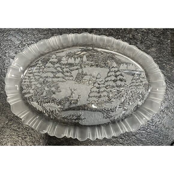 Mikasa Crystal Winter Dreams Christmas Holiday Serving Platter 17 1/2” - Picture 2 of 3